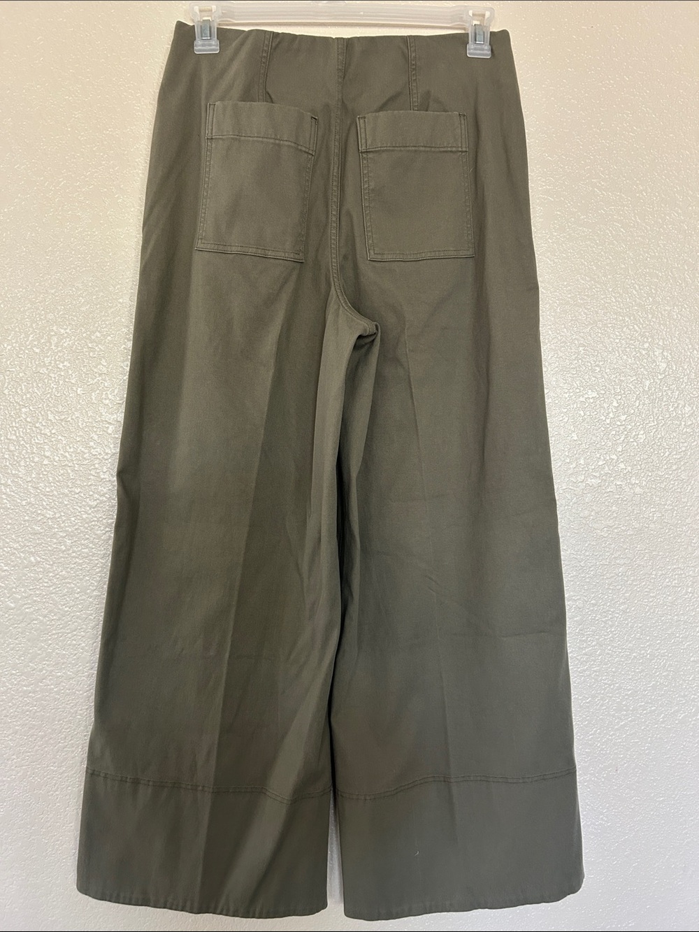 SPANX Stretch Twill Cropped Wide Leg Tuscan Olive Pants , Size L - Picture 4 of 11